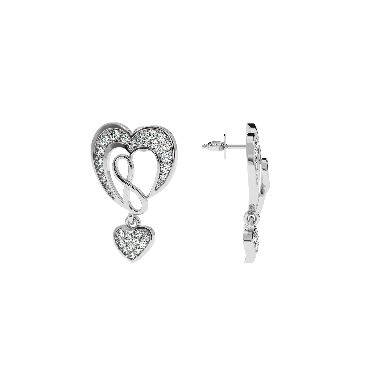0.45ct Lab Diamond Infinity Heart Earrings HI/VS-SI